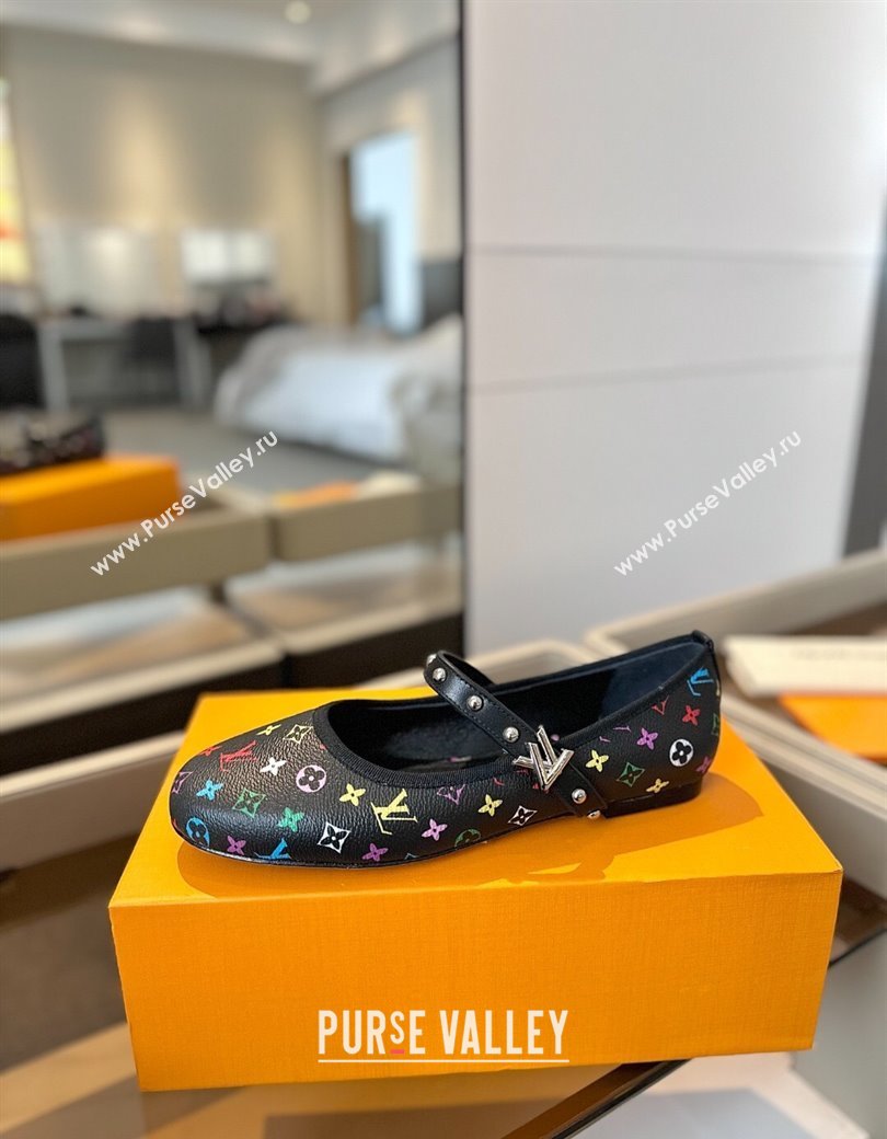 Louis Vuitton LV x TM Romy Flats Ballerinas in Multicolor Monogram Canvas Black 2025 (SS-250222077)
