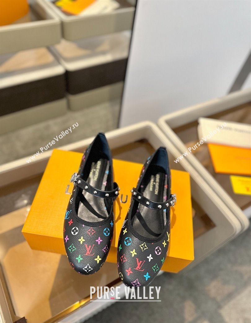 Louis Vuitton LV x TM Romy Flats Ballerinas in Multicolor Monogram Canvas Black 2025 (SS-250222077)