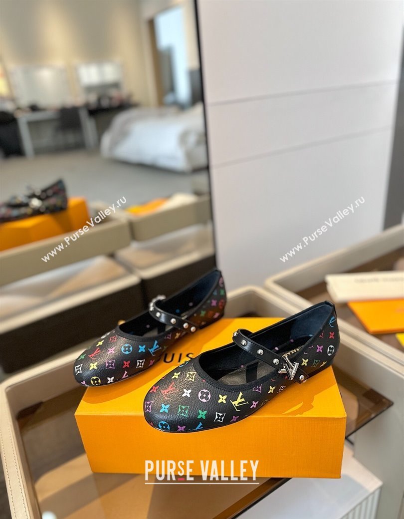 Louis Vuitton LV x TM Romy Flats Ballerinas in Multicolor Monogram Canvas Black 2025 (SS-250222077)