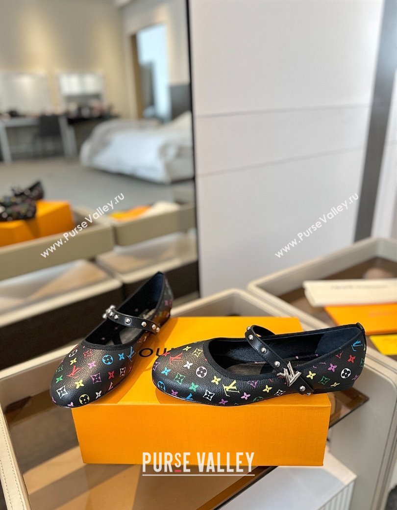 Louis Vuitton LV x TM Romy Flats Ballerinas in Multicolor Monogram Canvas Black 2025 (SS-250222077)