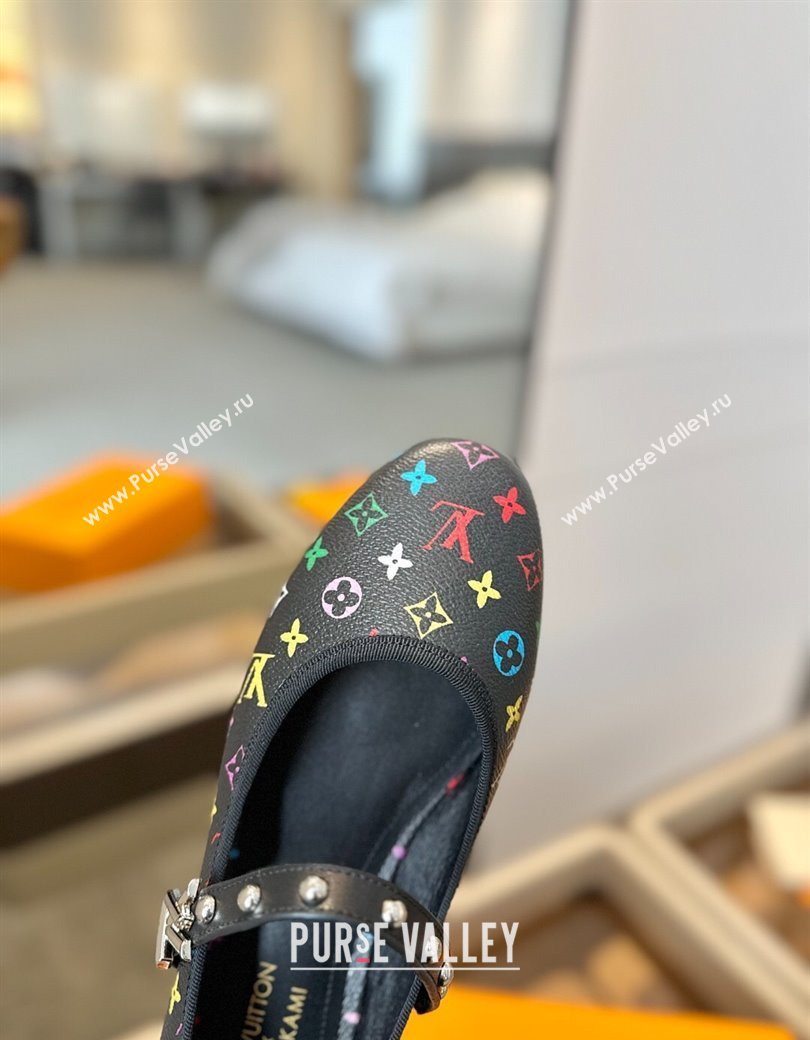 Louis Vuitton LV x TM Romy Flats Ballerinas in Multicolor Monogram Canvas Black 2025 (SS-250222077)