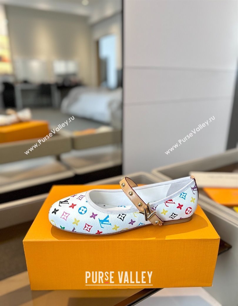 Louis Vuitton LV x TM Romy Flats Ballerinas in Multicolor Monogram Canvas White 2025 (SS-250222079)