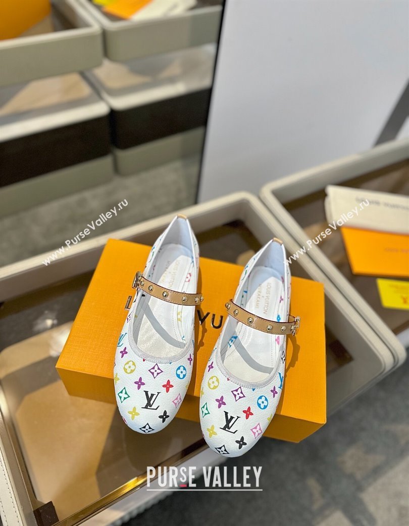 Louis Vuitton LV x TM Romy Flats Ballerinas in Multicolor Monogram Canvas White 2025 (SS-250222079)