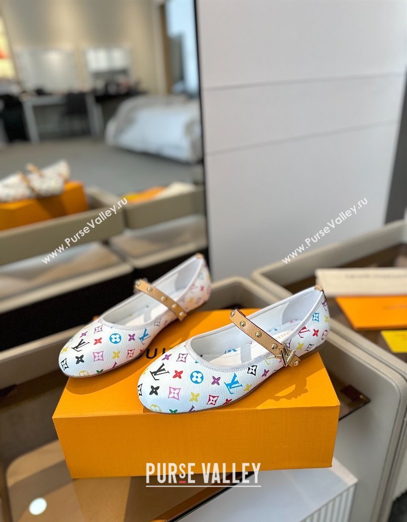 Louis Vuitton LV x TM Romy Flats Ballerinas in Multicolor Monogram Canvas White 2025 (SS-250222079)