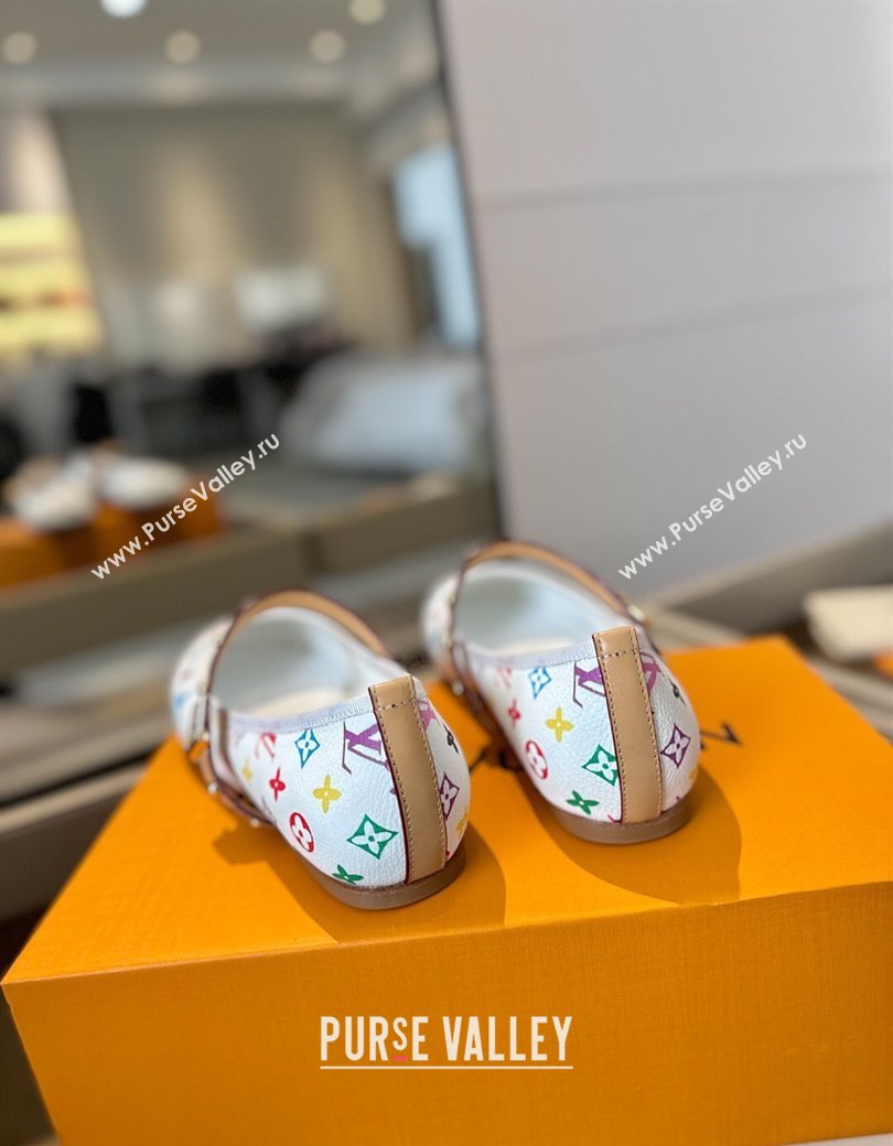 Louis Vuitton LV x TM Romy Flats Ballerinas in Multicolor Monogram Canvas White 2025 (SS-250222079)