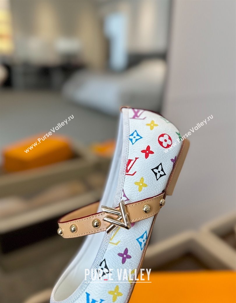 Louis Vuitton LV x TM Romy Flats Ballerinas in Multicolor Monogram Canvas White 2025 (SS-250222079)