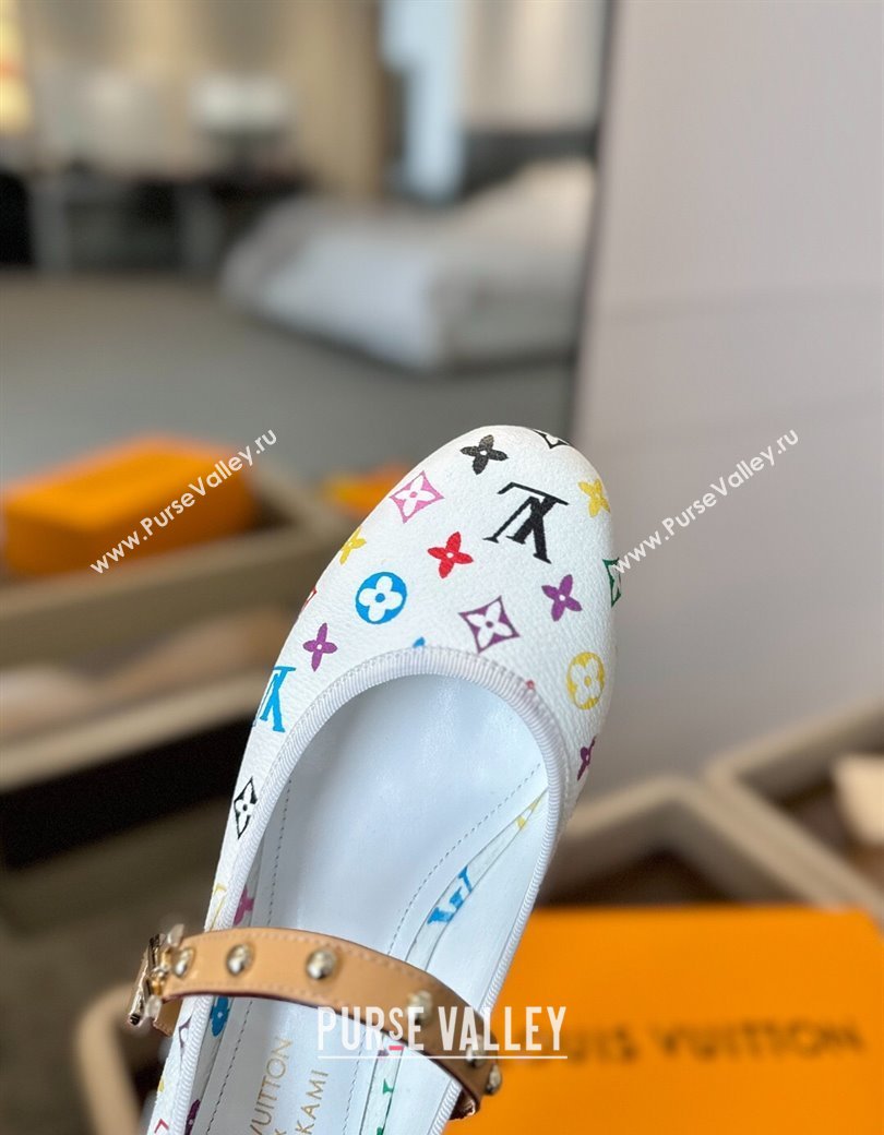 Louis Vuitton LV x TM Romy Flats Ballerinas in Multicolor Monogram Canvas White 2025 (SS-250222079)