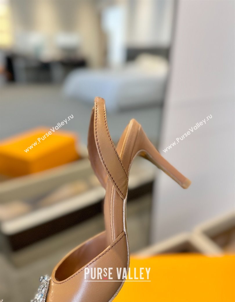 Louis Vuitton Madeleine Slingback Pumps 7.5cm in Leather with LV Strass Buckle Brown 2025 0224 (SS-250224019)