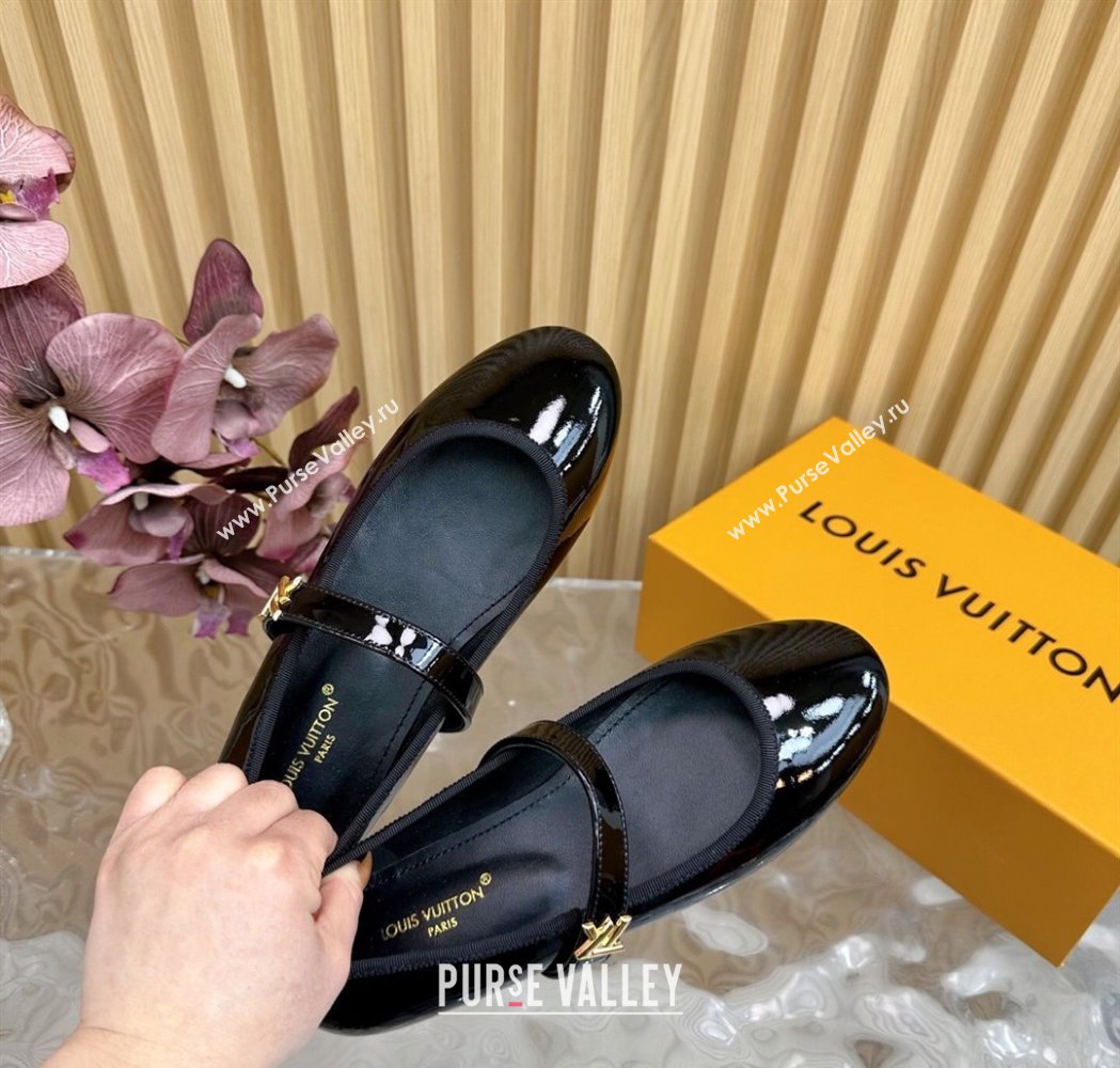 Louis Vuitton Romy Flats Ballerinas in Patent Leather with LV Strap Black 2025 (SS-250222080)