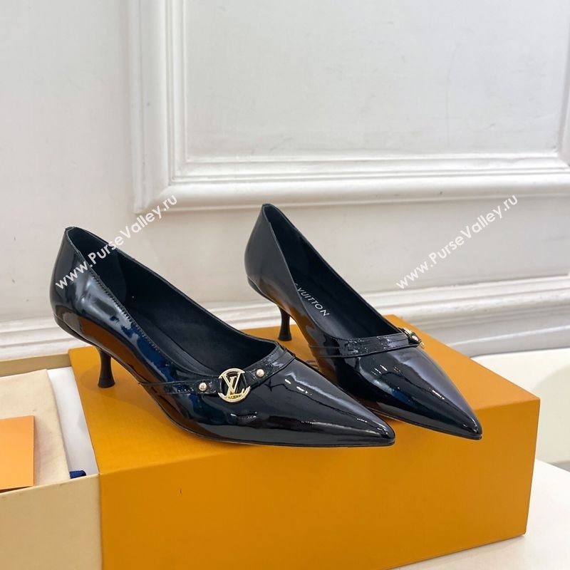 Louis Vuitton 6AM Pumps 5.5cm in Patent Calfskin Leather Black 2025 (MD-250222022)