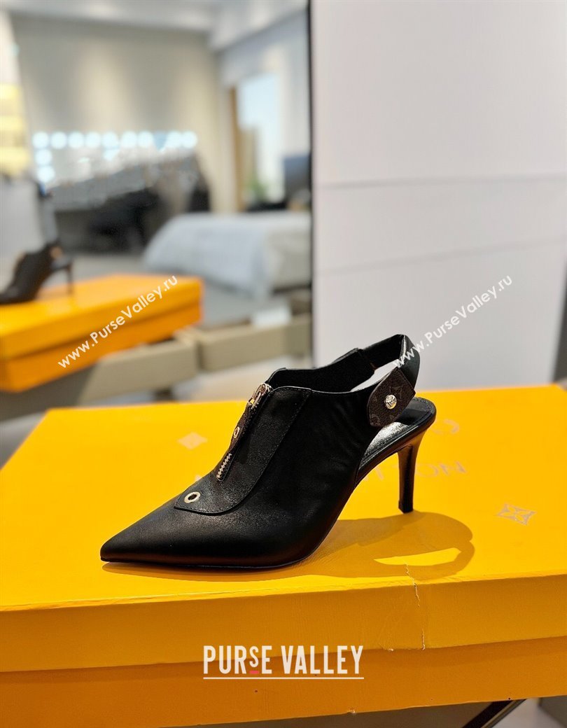 Louis Vuitton Allure Slingback Pumps 8.5cm in Calf Leather Black2 2025 (MD-250222002)