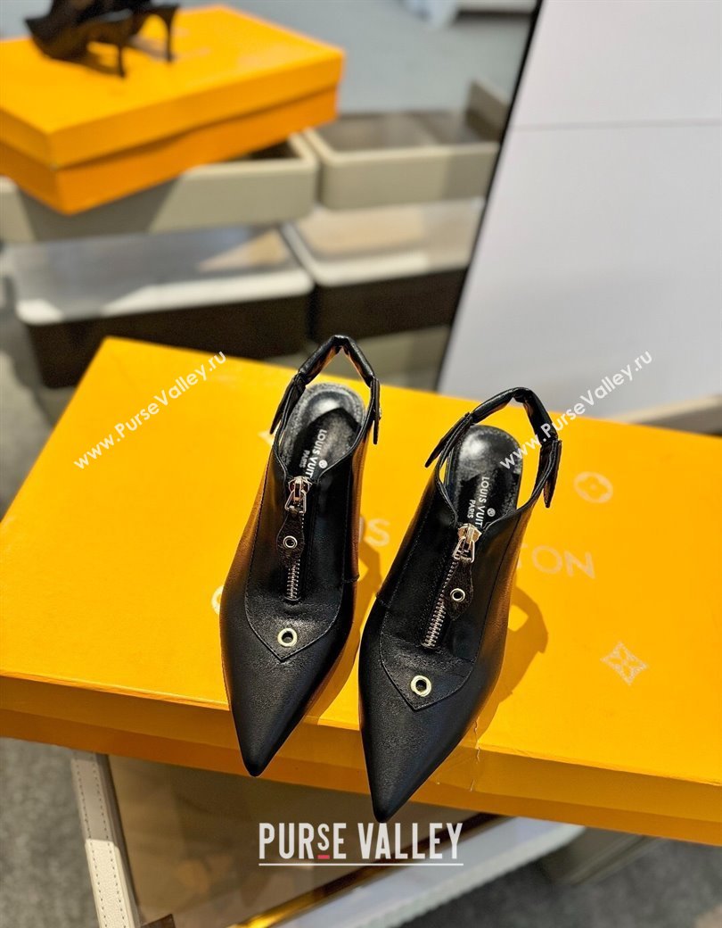 Louis Vuitton Allure Slingback Pumps 8.5cm in Calf Leather Black2 2025 (MD-250222002)