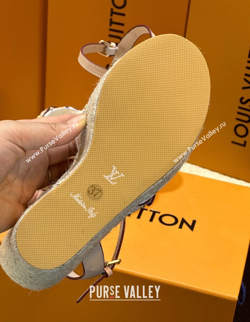 Louis Vuitton LV x TM Helios Wedge Sandals 8cm in Multicolor Monogram Canvas White 2025 (MD-250222063)