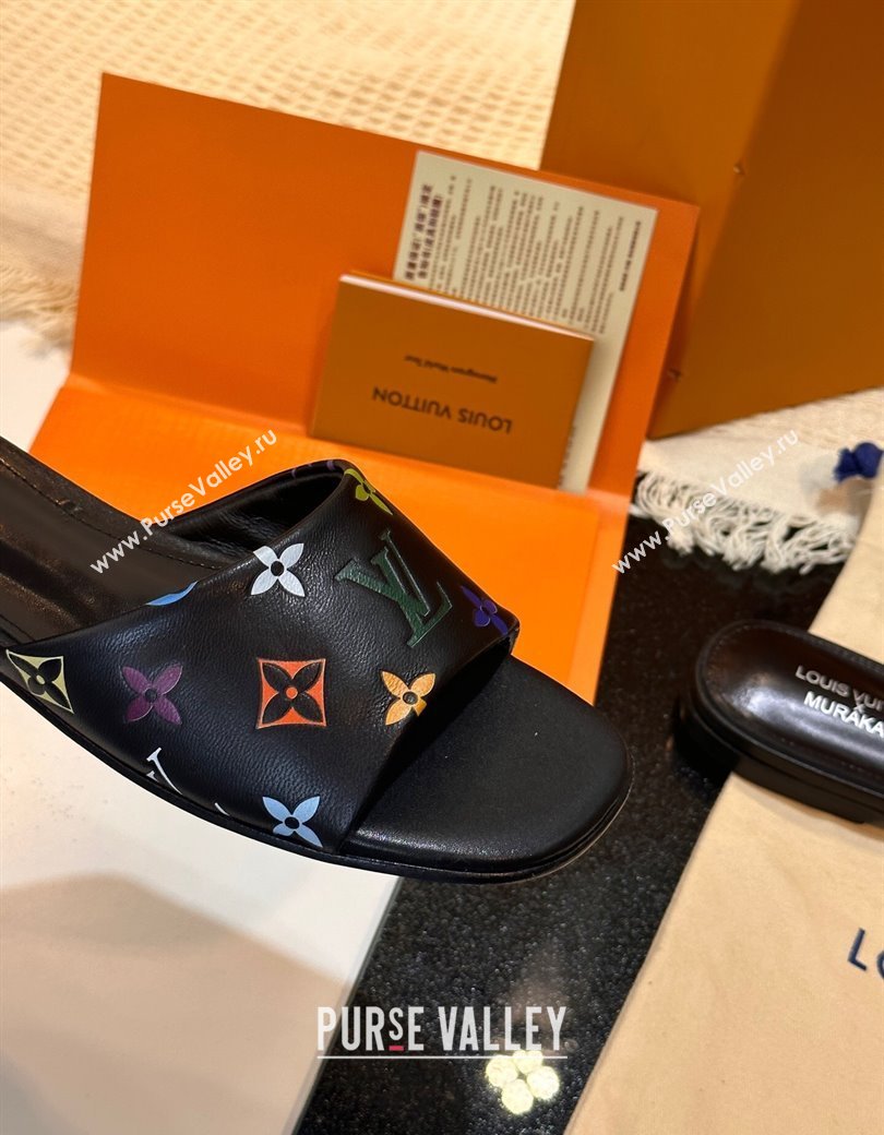 Louis Vuitton Neo Revival Flat Slides Sandal in Multicolor Monogram Leather Black 2025 0222 (MD-250222065)