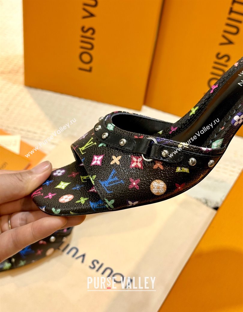 Louis Vuitton LV x TM 6AM Heel Slides Sandal 5.5cm in Multicolor Monogram Canvas Black 2025 (MD-250222069)