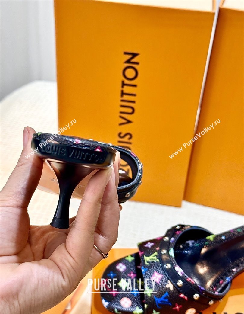 Louis Vuitton LV x TM 6AM Heel Slides Sandal 5.5cm in Multicolor Monogram Canvas Black 2025 (MD-250222069)