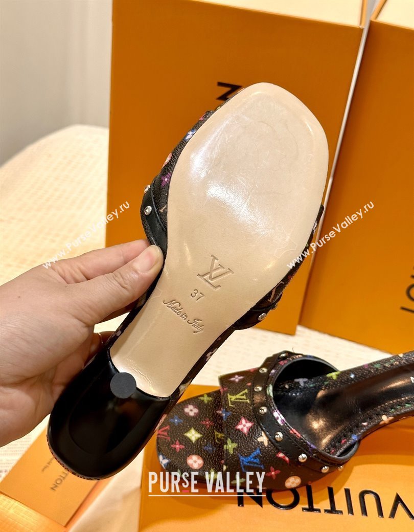 Louis Vuitton LV x TM 6AM Heel Slides Sandal 5.5cm in Multicolor Monogram Canvas Black 2025 (MD-250222069)