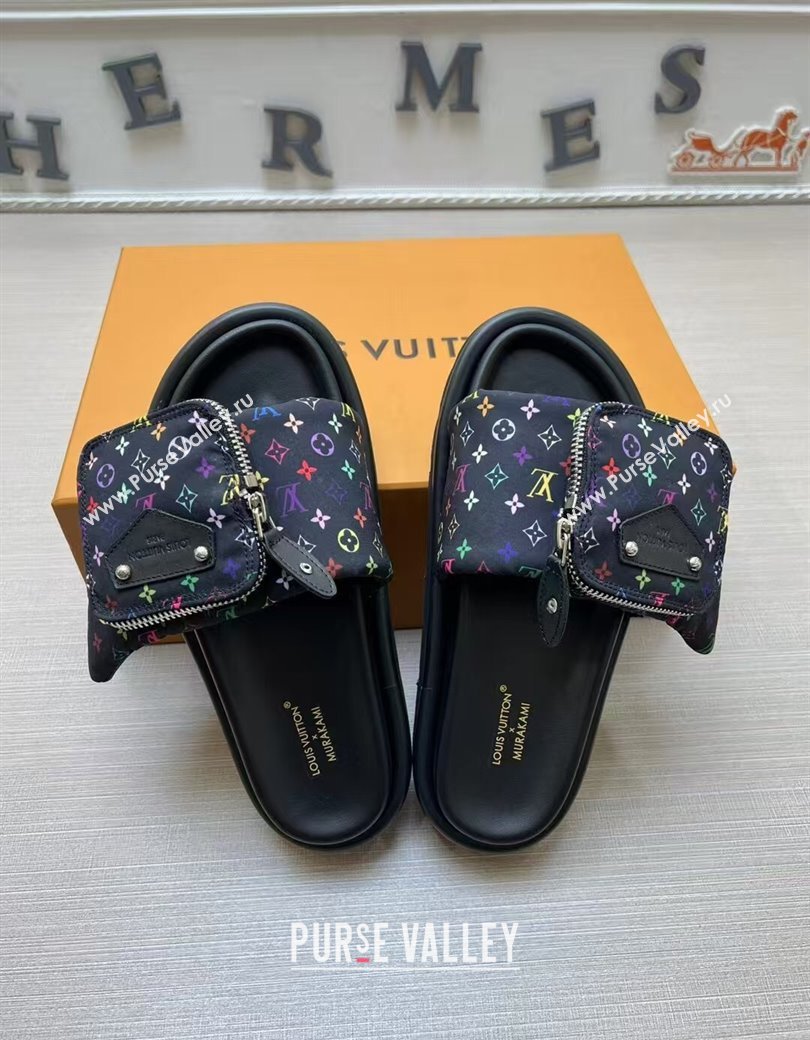 Louis Vuitton LV x TM Pool Pillow Flat Comfort Slides Sandal in Blue Denim with Pouch 2025 (MD-250222073)
