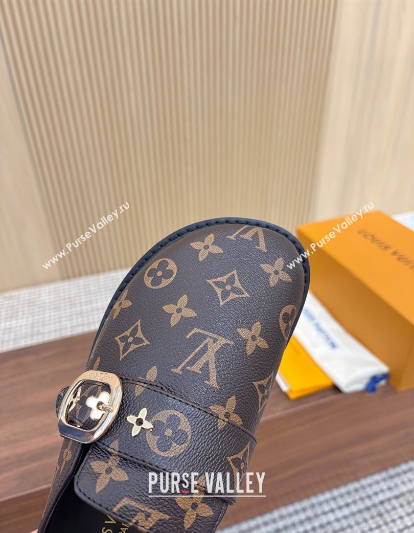 Louis Vuitton LV Cosy Flat Comfort Clog Mules with Buckle Strap in Monogram Canvas 2025 0224 (MD-250224004)