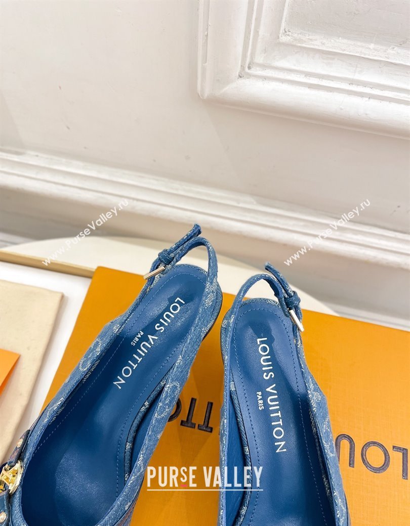 Louis Vuitton 6AM Slingback Pumps 5.5cm in Blue Monogram Denim 2025 (MD-250222007)