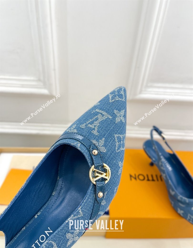 Louis Vuitton 6AM Slingback Pumps 5.5cm in Blue Monogram Denim 2025 (MD-250222007)