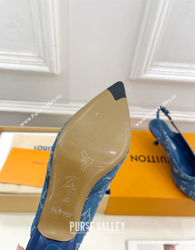 Louis Vuitton 6AM Slingback Pumps 5.5cm in Blue Monogram Denim 2025 (MD-250222007)