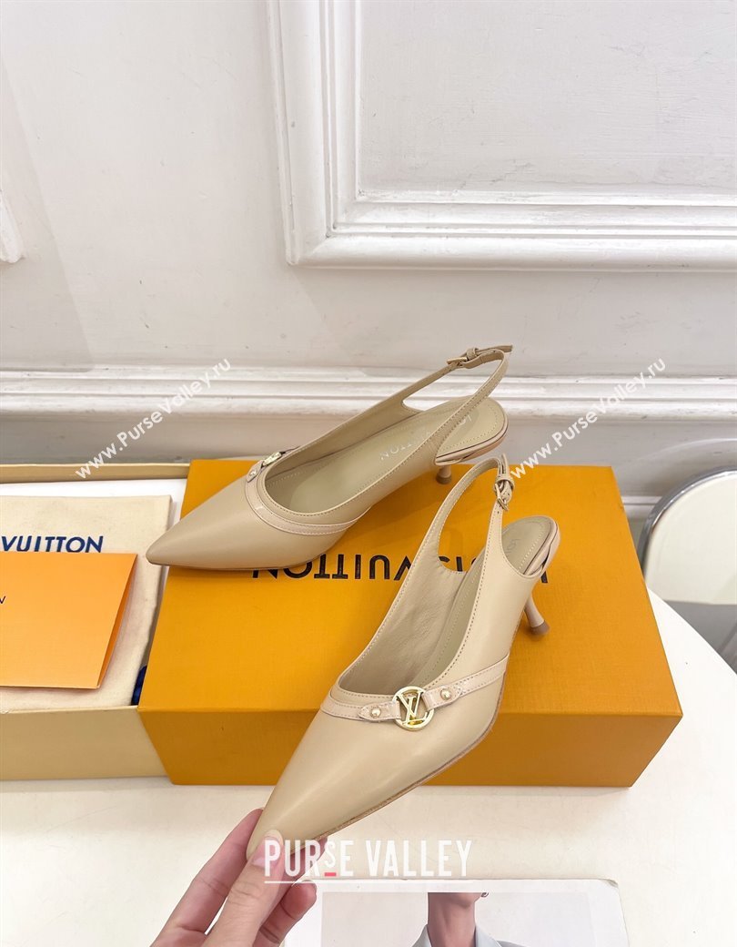 Louis Vuitton 6AM Slingback Pumps 5.5cm in Lambskin Beige 2025 (MD-250222009)