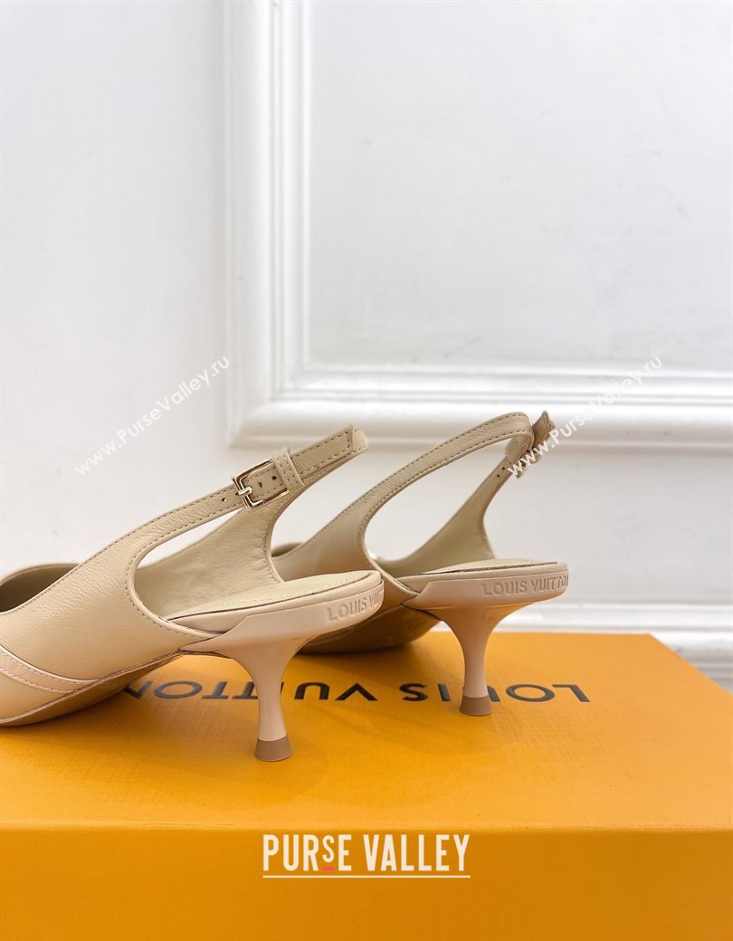 Louis Vuitton 6AM Slingback Pumps 5.5cm in Lambskin Beige 2025 (MD-250222009)