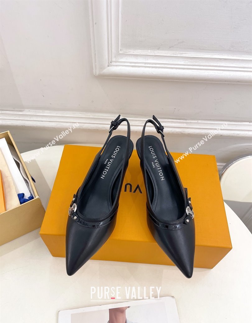 Louis Vuitton 6AM Slingback Pumps 5.5cm in Lambskin Black 2025 (MD-250222011)