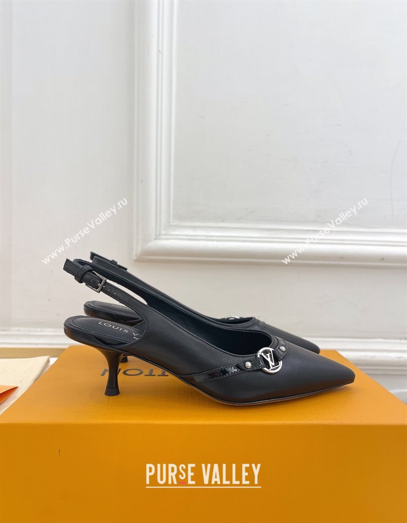 Louis Vuitton 6AM Slingback Pumps 5.5cm in Lambskin Black 2025 (MD-250222011)