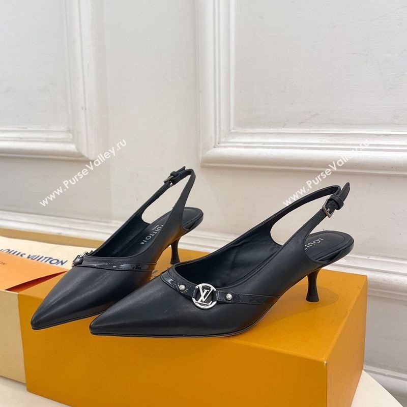 Louis Vuitton 6AM Slingback Pumps 5.5cm in Lambskin Black 2025 (MD-250222011)