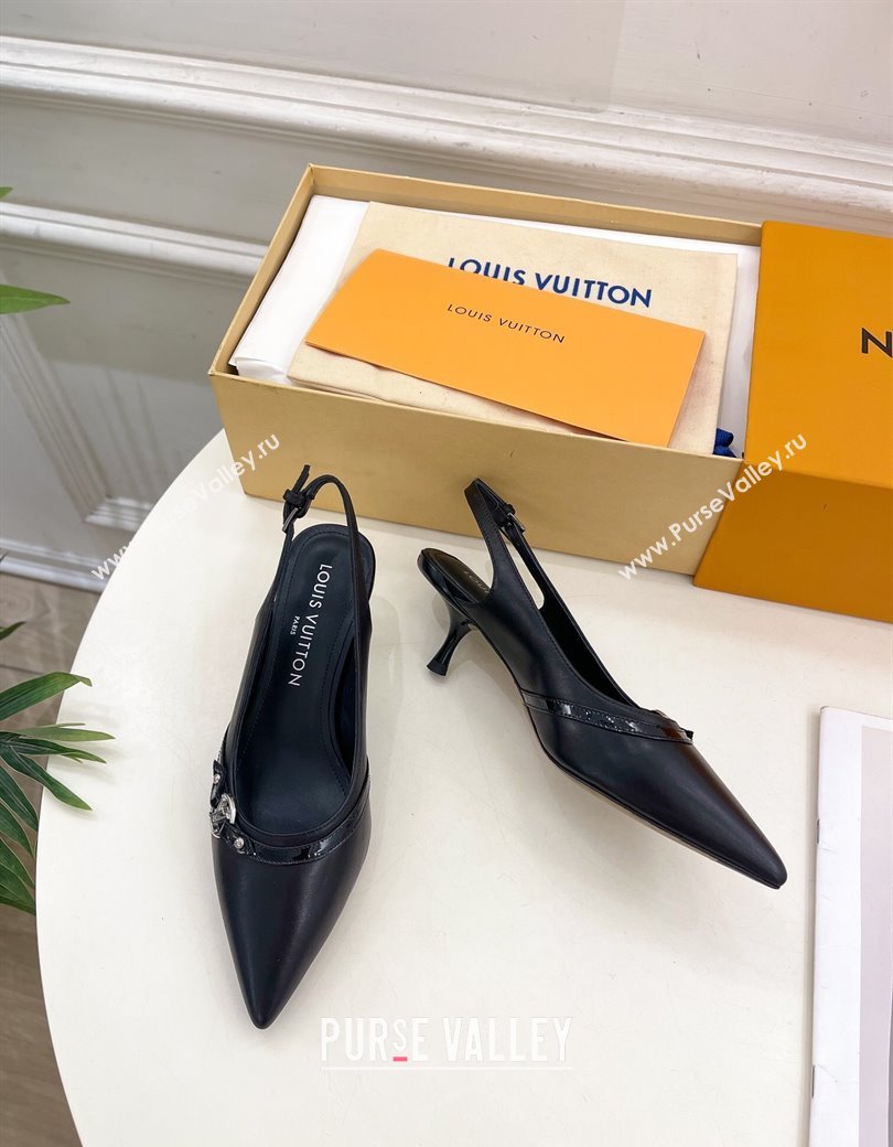 Louis Vuitton 6AM Slingback Pumps 5.5cm in Lambskin Black 2025 (MD-250222011)