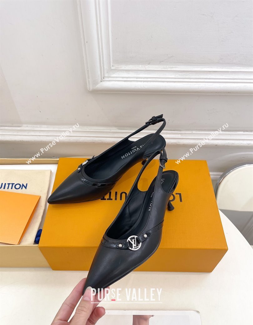 Louis Vuitton 6AM Slingback Pumps 5.5cm in Lambskin Black 2025 (MD-250222011)