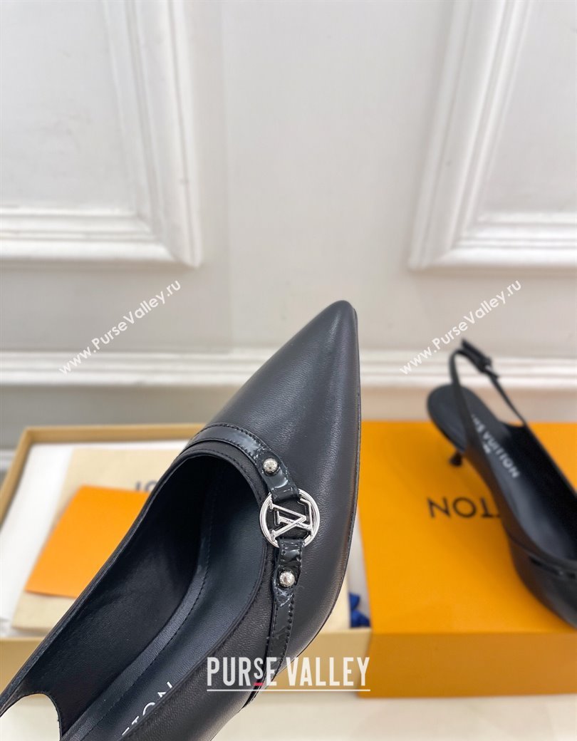 Louis Vuitton 6AM Slingback Pumps 5.5cm in Lambskin Black 2025 (MD-250222011)