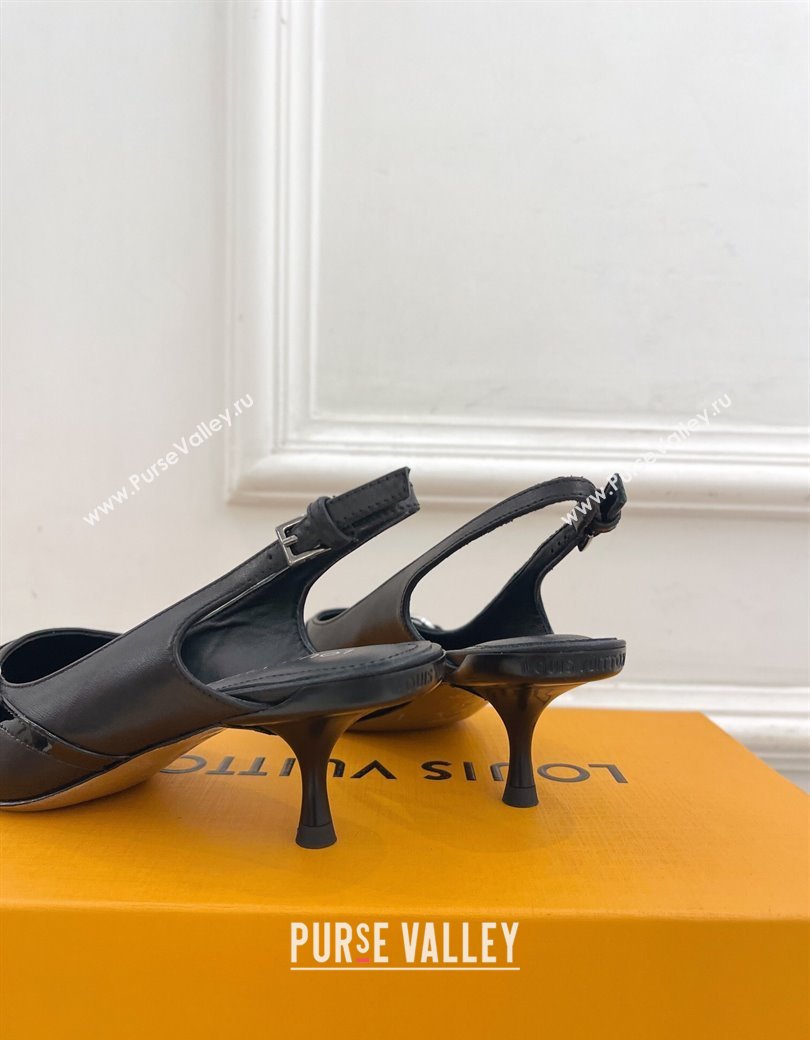 Louis Vuitton 6AM Slingback Pumps 5.5cm in Lambskin Black 2025 (MD-250222011)