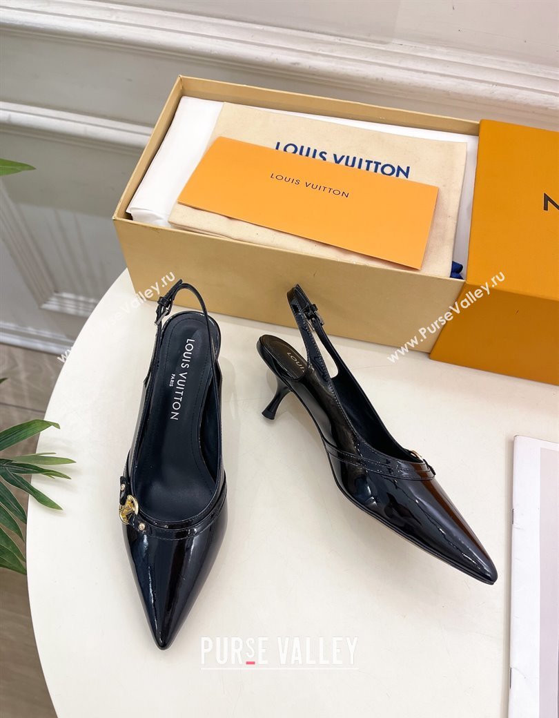 Louis Vuitton 6AM Slingback Pumps 5.5cm in Patent Leather Black 2025 (MD-250222013)