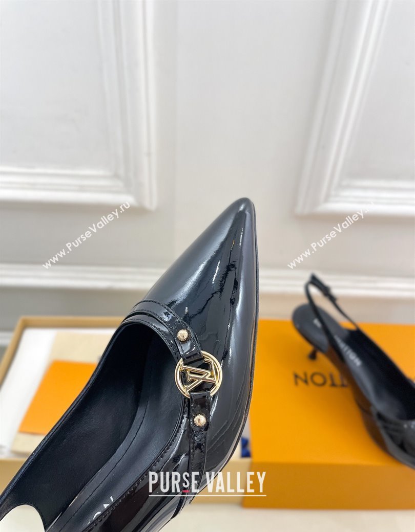 Louis Vuitton 6AM Slingback Pumps 5.5cm in Patent Leather Black 2025 (MD-250222013)