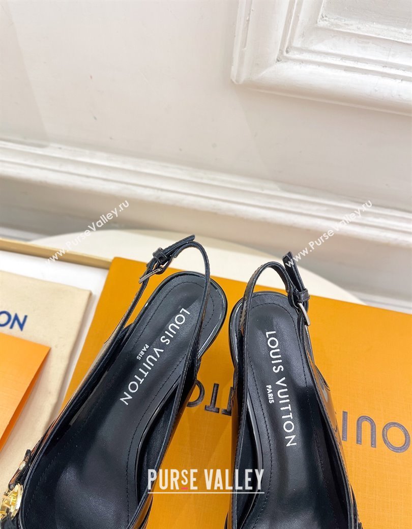 Louis Vuitton 6AM Slingback Pumps 5.5cm in Patent Leather Black 2025 (MD-250222013)