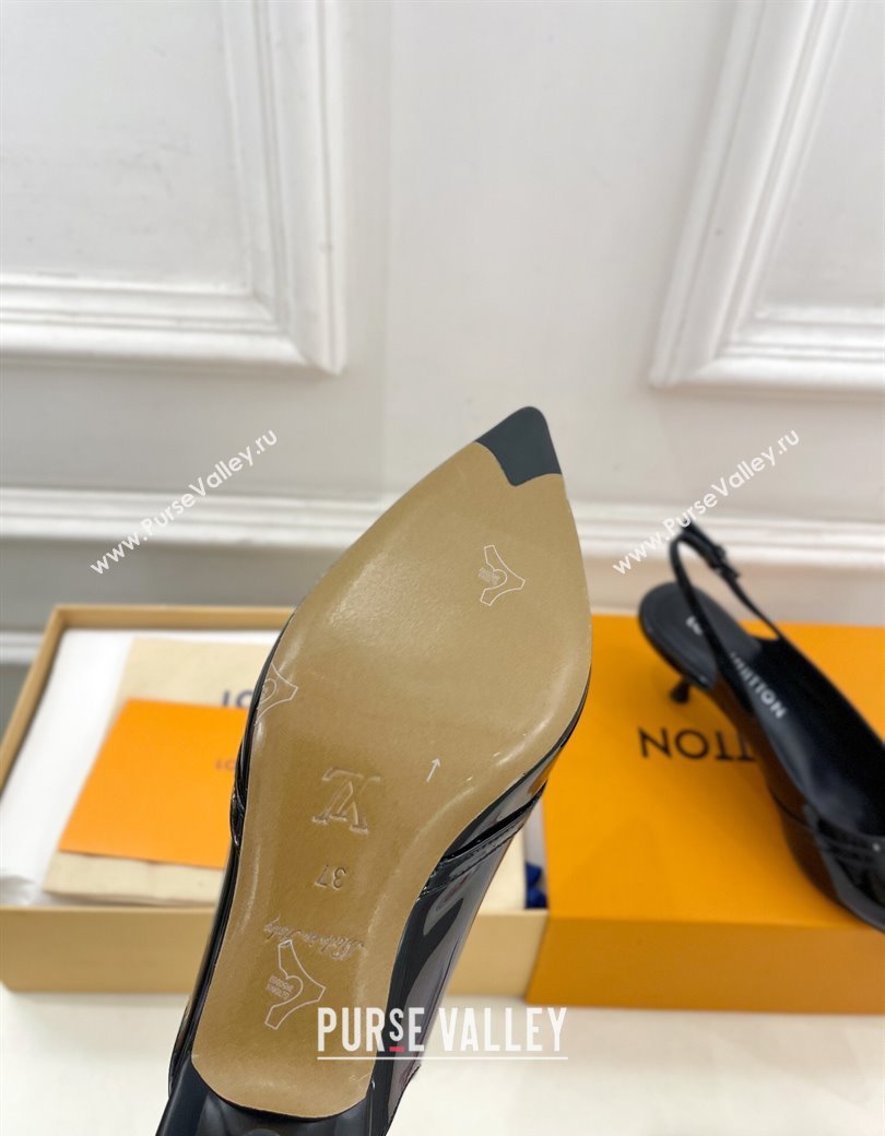 Louis Vuitton 6AM Slingback Pumps 5.5cm in Patent Leather Black 2025 (MD-250222013)