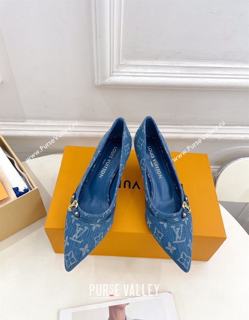 Louis Vuitton 6AM Pumps 5.5cm in Blue Denim 2025 (MD-250222016)