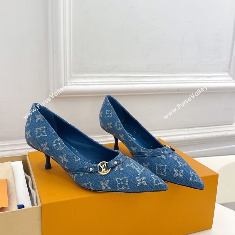 Louis Vuitton 6AM Pumps 5.5cm in Blue Denim 2025 (MD-250222016)