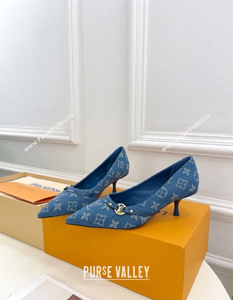 Louis Vuitton 6AM Pumps 5.5cm in Blue Denim 2025 (MD-250222016)