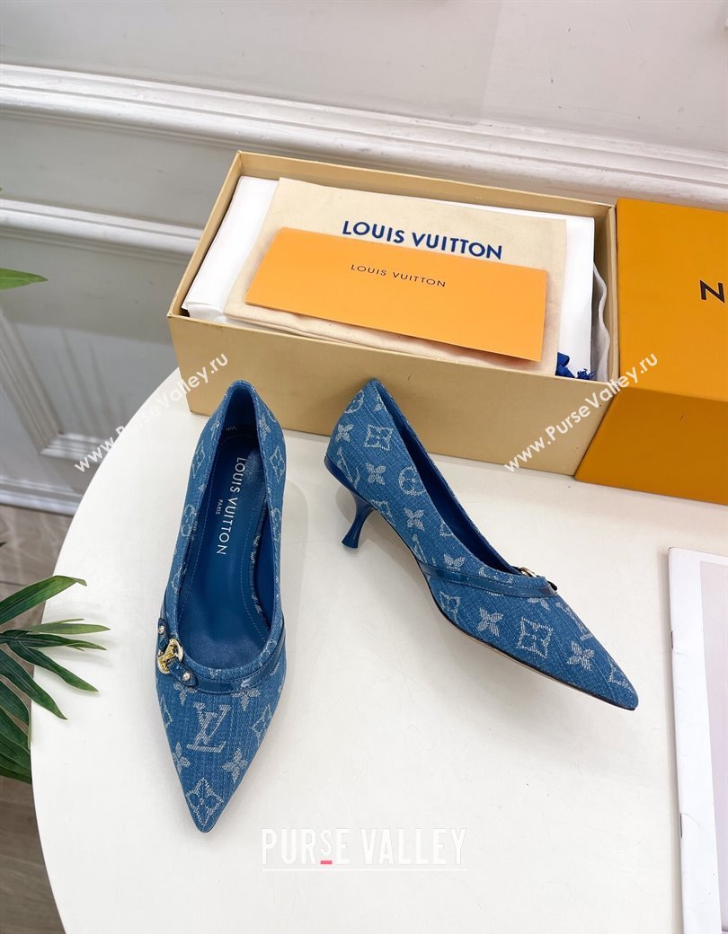 Louis Vuitton 6AM Pumps 5.5cm in Blue Denim 2025 (MD-250222016)