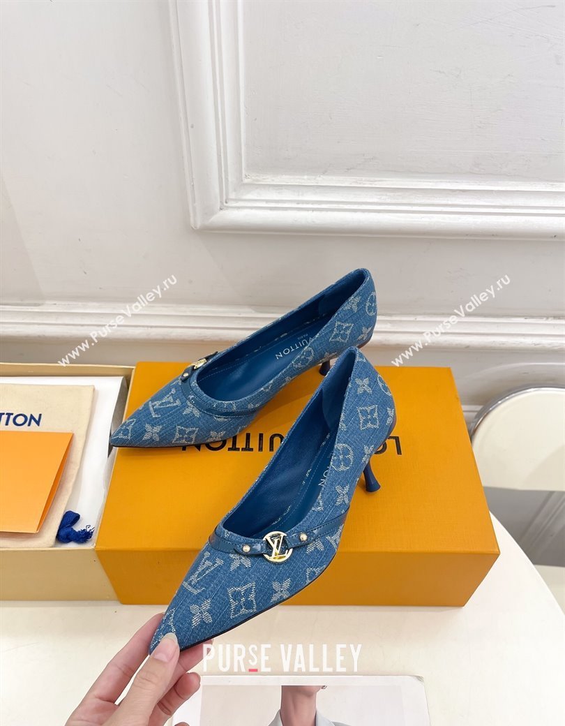 Louis Vuitton 6AM Pumps 5.5cm in Blue Denim 2025 (MD-250222016)