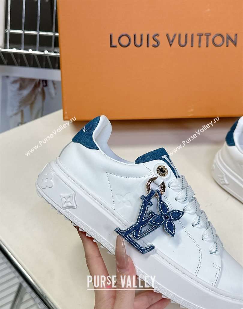 Louis Vuitton Time Out Sneakers in Leather with LV Tag White/Blue 2025 LV042203 (MD-250422086)
