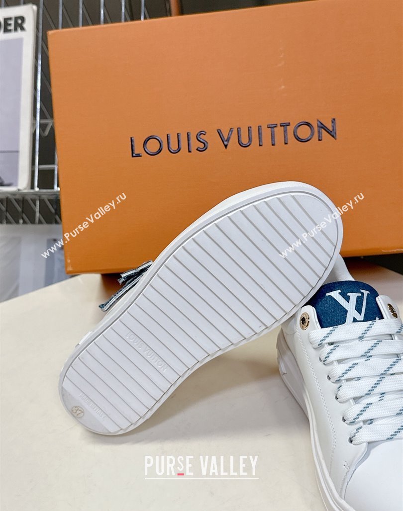 Louis Vuitton Time Out Sneakers in Leather with LV Tag White/Blue 2025 LV042203 (MD-250422086)