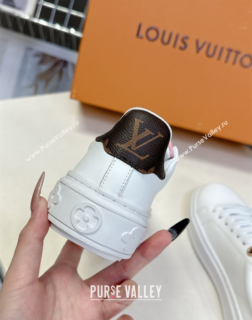 Louis Vuitton Time Out Sneakers in Leather with LV Tag White/Pink 2025 LV042203 (MD-250422087)