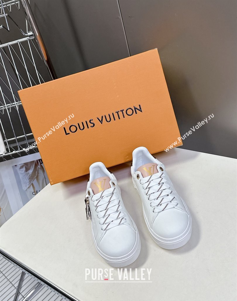 Louis Vuitton Time Out Sneakers in Leather with LV Tag White/Brown 2025 LV042203 (MD-250422088)