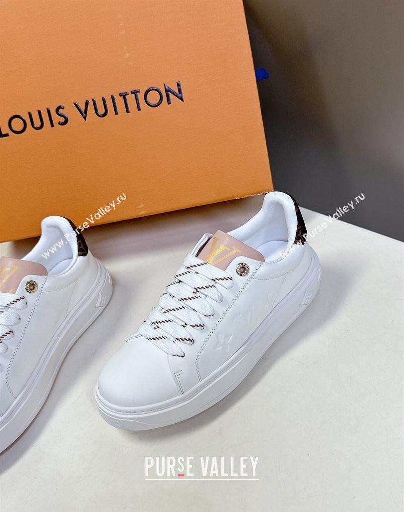 Louis Vuitton Time Out Sneakers in Leather with LV Tag White/Brown 2025 LV042203 (MD-250422088)