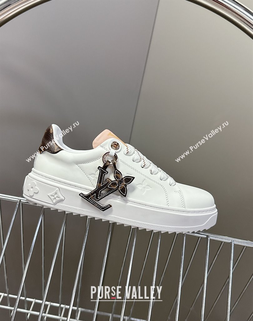 Louis Vuitton Time Out Sneakers in Leather with LV Tag White/Brown 2025 LV042203 (MD-250422088)